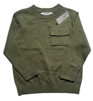 Old Navy SoSoft Lite Toddler Boys 2T Olive Green Crew Neck Sweater NWT Pocket